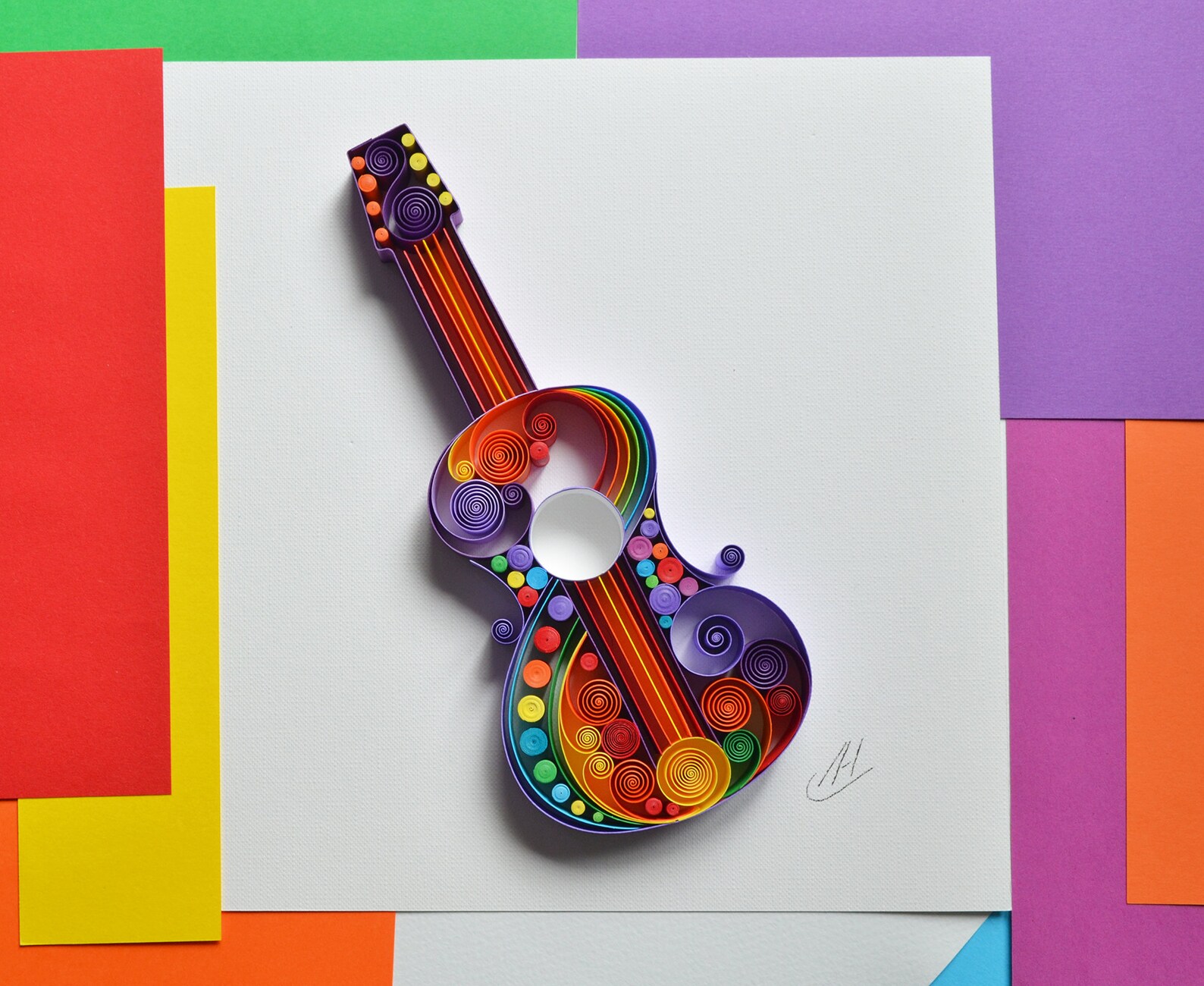 Guitar Quilling Wall Art Guitar Framed Art Birthday Gift Etsy
