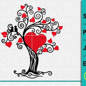 Árvore do amor, pássaros do amor SVG EPS, casamento svg, árvore do livro de visitas svg, PNG, jpg, corações svg, amor svg