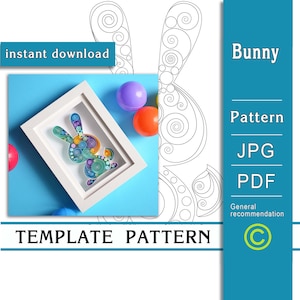 Bunny Quilling Template – PDF, JPG Pattern with General Video Instructions (Includes Cat and Letter S Examples) (0/56)