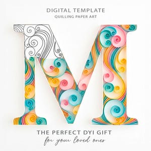Quilling Letter M Template: Paper Initial Monogram Pattern (Digital PDF & JPG Download) 5/71