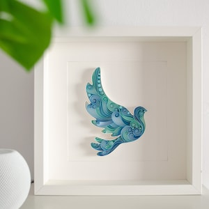 Pigeon / Bird / Quilling paper art / Framed art / Home wall decor image 2