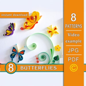 How to make quilled butterfly, Template, Pattern, instant download