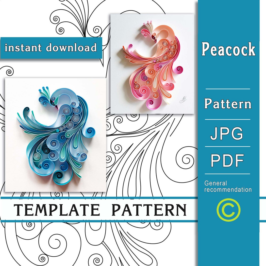 Peacock / Quilling Paper Art / ONLY Template / ONLY Pattern / General