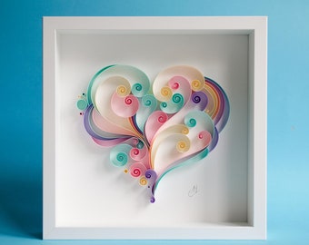 Herz / 1. Jahrestag / Quilling Papierkunst / Hochzeitsgeschenk / Dekor