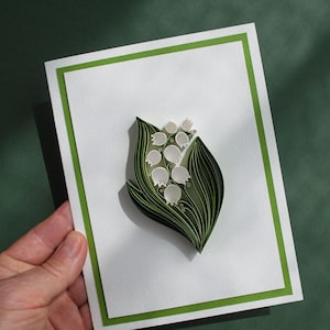 Lily of the Valley Quilling Card | Handmade Paper Art Greeting Card | Floral 3D Card | Blank Inside | Mother&#39;s Day or Birthday Gift