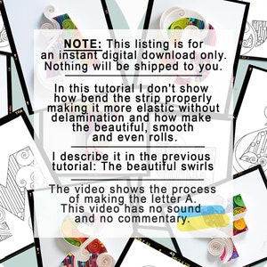 Letra A / Arte en papel Quilling / Video / Tutorial / Cómo hacer A / Patrón / Tutorial digital de Quilling imagen 2