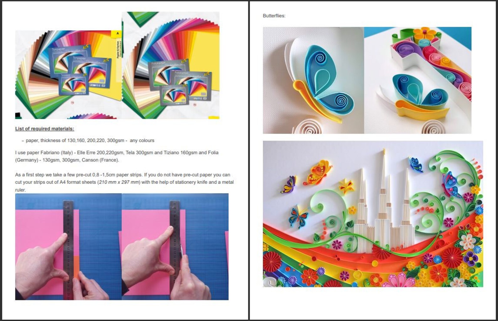 How to Make Quilled Butterfly Template Pattern Instant Etsy