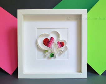 Happy 1st anniversary - Quilling wall paper art / Wedding Anniversary Gift