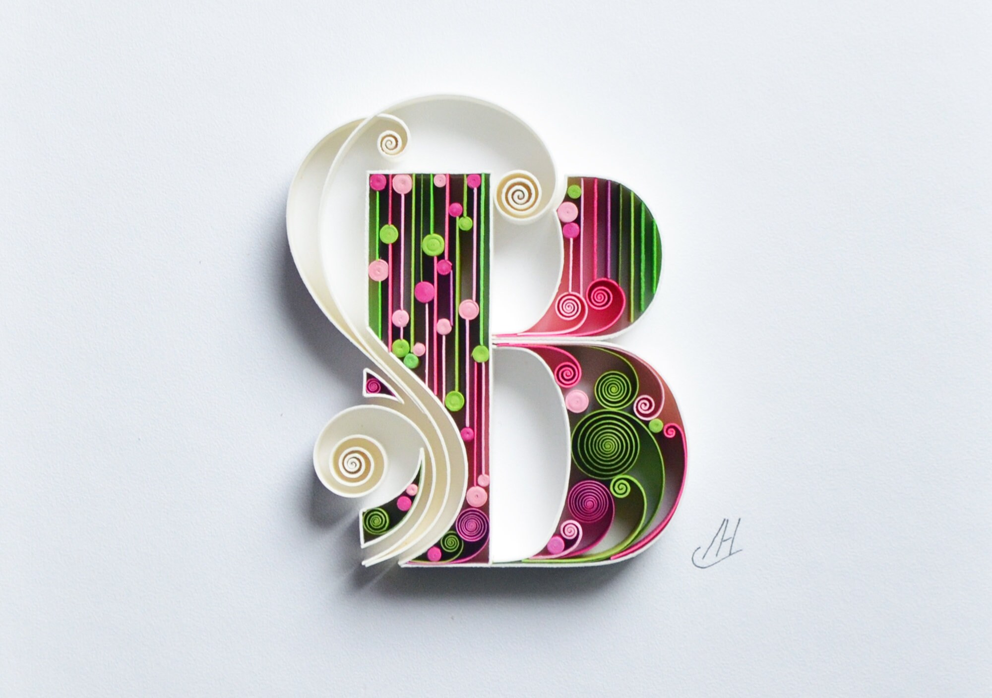 B Quilling wall paper art Letter B Custom letter paper Etsy