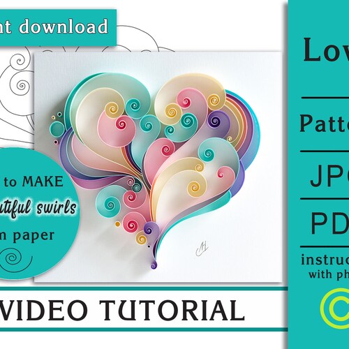Tutorial Quilling Heartdigital Pattern Tutorialinstant Etsy