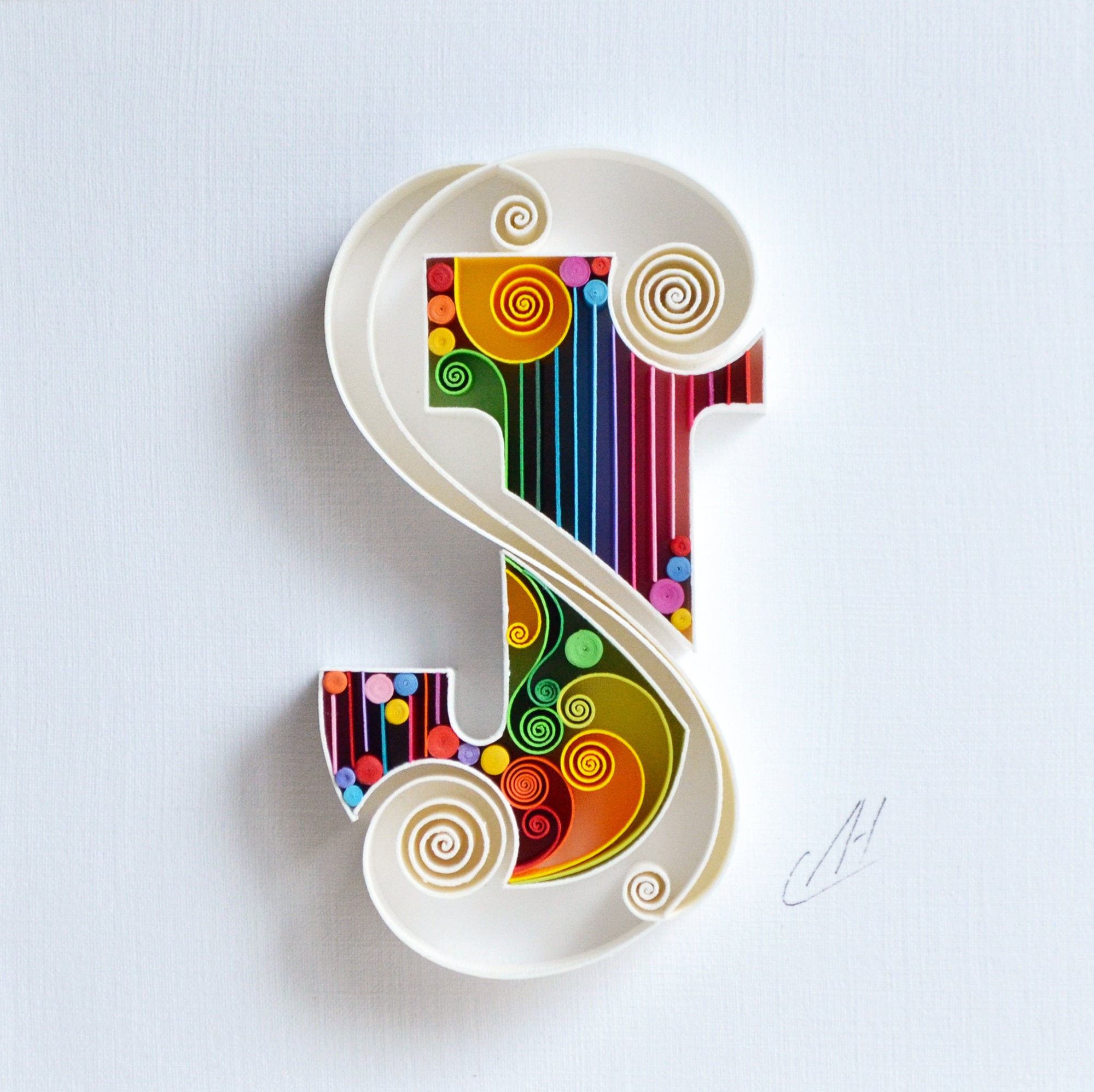 Letter J Quilling wall paper art Custom Framed Monogram Etsy
