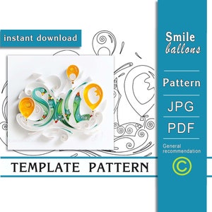 Smile / Quilling paper art / ONLY Template / ONLY Pattern / General recommendations with a video with subtitles / Instant download / (0/77)