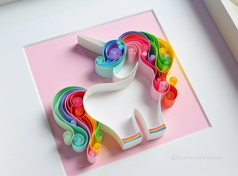 Unicorn Quilling wall paper art Quilling Paper unicorn Etsy