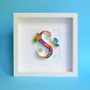 Lettera S - Arte della carta da parati quilling, Personalizzato, Incorniciato, Monogramma, Personalizzato, Arte della parete quilling, Arte quilling regalo, Arredamento per la casa, Regalo di compleanno