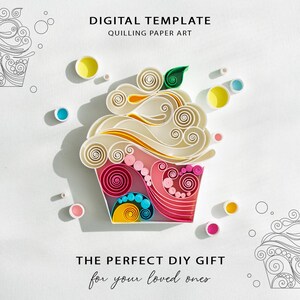 Cupcake Quilling Paper Art Template, Sweet Dessert DIY Pattern PDF (Digital Download) 0/87