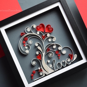 Love tree Quilling wall art Paper Plant love Wedding Gift Anniversary Gift Family love tree Framed Handmade Love day Thin letters
