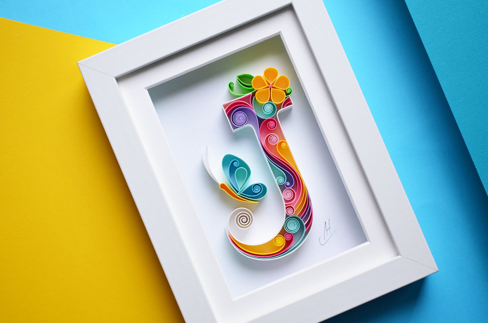 J Quilling wall paper art Letter J Paper art | Etsy