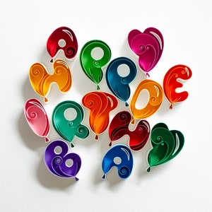 Custom Happy Birthday + Your name / Ballons letters / Quilling paper 3D art / Framed / Gift / Wall decor