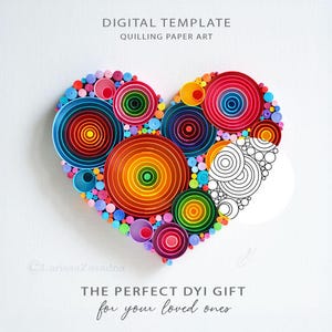Herz Quilling Vorlage | Papier Kunst Muster | Sofortdownload | 0/55