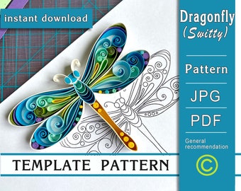 Dragonfly / Quilling paper art / ONLY Template / ONLY Pattern / General recommendations with a video with subtitles / Instant download