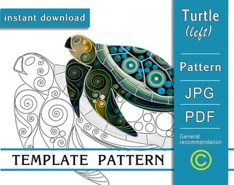 Turtle / Quilling paper art / ONLY Template / ONLY Pattern / General recommendations with a video with subtitles / Instant download