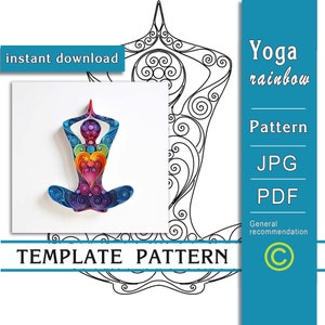 Posizione yoga del loto / Arte della carta quilling / SOLO modello / SOLO schema / Video con consigli generali con sottotitoli / Download immediato / (0/16)