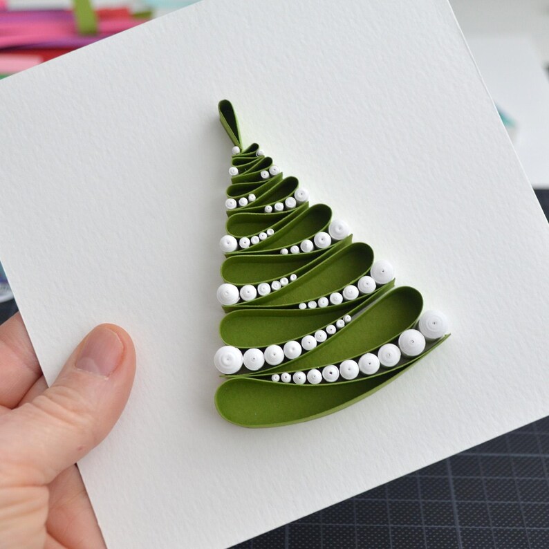 Christmas tree / Quilling art / Paper craft / Gift / Home decor Green