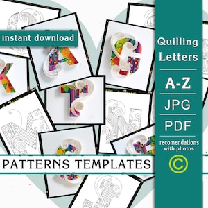 Alfabeto Quilling / 26 lettere / Arte della carta / Modelli / Modelli / Download immediato