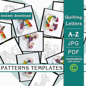 Quilling Alphabet / 26 letters / Paper art / Patterns / Templates  / Instant download