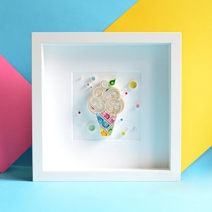 Ice cream - Quilling Paper Wall Art - Coffee art - Sweet art - Home decor - Original gift - Handmade - Birthday gift
