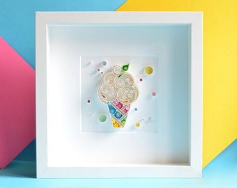 Papel de filigrana de helado para pared, café, dulce arte, decoración del hogar, hecho a mano, regalo de cumpleaños único