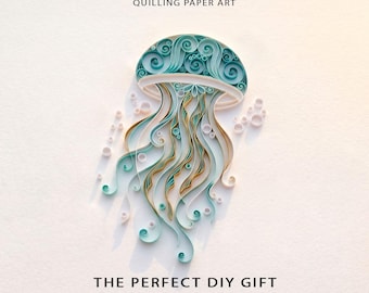 Jellyfish Paper (A9) Quilling Template, Ocean Craft Pattern, Sea Life DIY |Instant Download