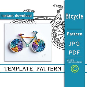 Bicycle / Bike / Quilling paper art / ONLY Template / ONLY Pattern / General recommendations video with subtitles / Instant download / (0/8)
