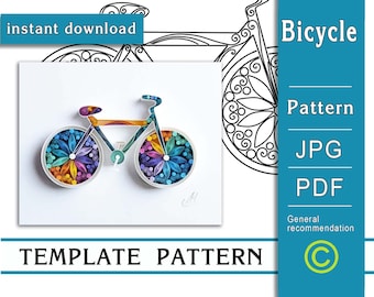 Bicycle / Bike / Quilling paper art / ONLY Template / ONLY Pattern / General recommendations with a video with subtitles / Instant download