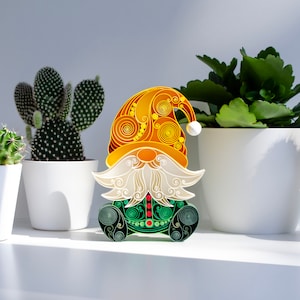Gnomo - Quilling arte 3D incorniciata su carta
