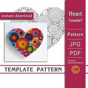 Heart / Quilling paper art / ONLY Template / ONLY Pattern / General recommendations with a video with subtitles / Instant download / (0/55)