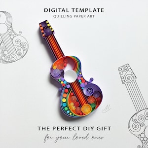 Guitar Quilling Art Template: Paper Filigree Pattern (JPG, PDF Instant Download) 2/0