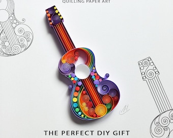 Guitar Quilling Art Template: Paper Filigree Pattern (JPG, PDF Instant Download) 2/0