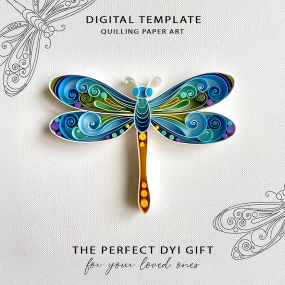 Dragonfly Quilling Paper Art Template, JPG & PDF Pattern (Digital Download) 0/11