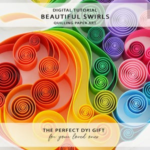 Quilling Anleitung, Papierwirbel, Herz Design (PDF JPG Muster) Schritt für Schritt, Digitales Buch