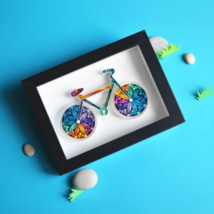 Bici, Bicicletta, Arte quilling, Arte della carta, Decorazione murale, Casa, Incorniciato, Sport, Fatto a mano, Arredamento, Design, Regalo