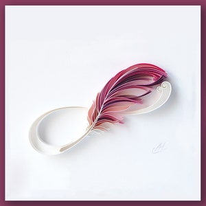 Feather, Paper art, Quilling, Infinity sign, 1st anniversary, Wedding, Birthday gift, Home decor, Wall art, Modern