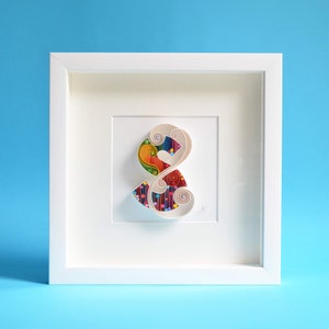 Letter S Quilling wall paper art, Framed, Monogram, Personalised gift, Home decor image 1