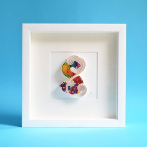 Lettera S - Arte della carta da parati Quilling, Incorniciato, Monogramma, Regalo personalizzato, Arredamento per la casa