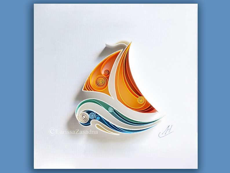 Sailboat/Ship Quilling paper wall art gift for boy gift Etsy