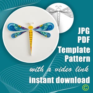 Libelle / Quilling Papierkunst / Vorlage / Muster / mit Videolink / Sofort download / (5/01)