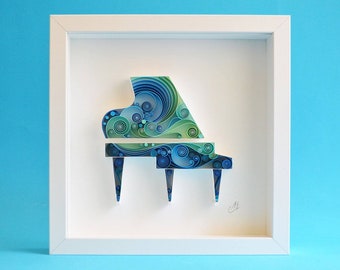 Piano, Music, Paper anniversary, Wall paper art, Gift for musician, Engagement, Musician art, Home decor, Wedding gift, Birthday