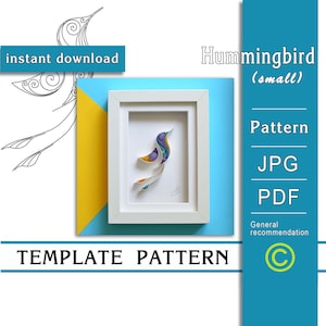 Hummingbird/ Quilling paper art/ ONLY Template / ONLY Pattern/ General recommendations with a video with subtitles/ Instant download/ (0/32)