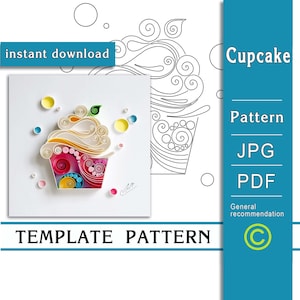 Cupcake / Quilling paper art / ONLY Template / ONLY Pattern / General recommendations with a video with subtitles / Instant download