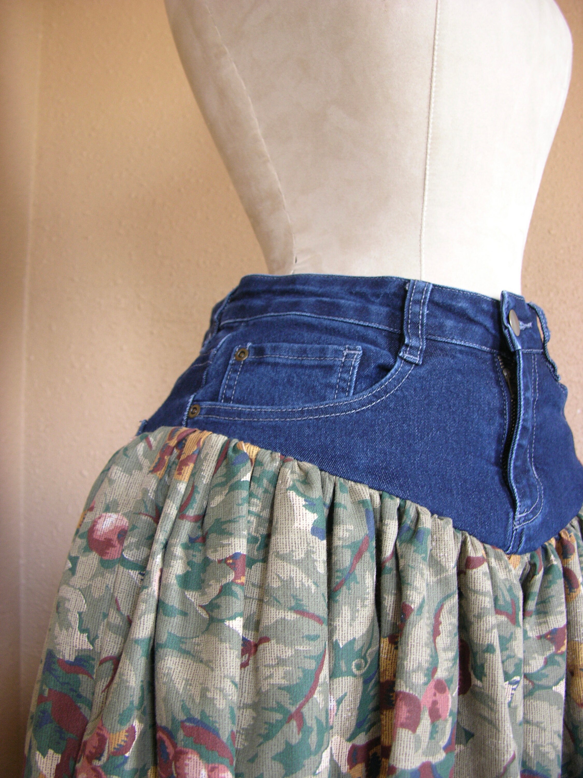 Denim Vineyard Upcycled Maxi Skirt Etsy